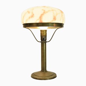 Lampe de Bureau Art Nouveau en Laiton et Verre, Suède, 1920s