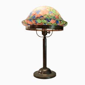 Lámpara de mesa Grace sueca de cobre y vidrio, Suecia, años 20