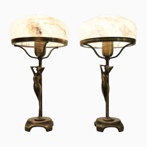 Art Nouveau Bronze Table Lamps by Ateljé Lyktan, Sweden, Set of 2