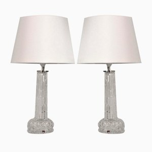 Art Glass Table Lamps by Carl Fagerlund for Orrefors, 1950s, Set of 2