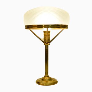 Swedish Grace Brass and Glass Table Lamp from Pukeberg, 1920s