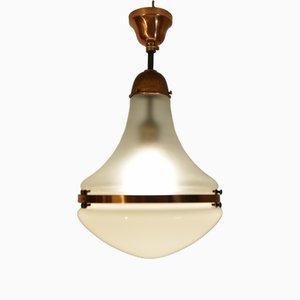 Lámpara colgante Luzette alemana de cobre con varilla corta de Peter Behrens para Behr