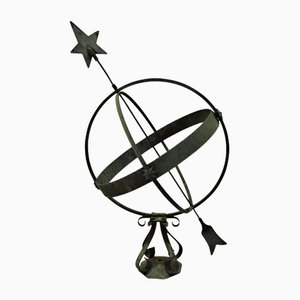 Large Swedish Wrought Iron and Copper Garden Sundial, 1950s