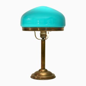 Swedish Grace Copper and Hand Blown Glass Table Lamp, 1925