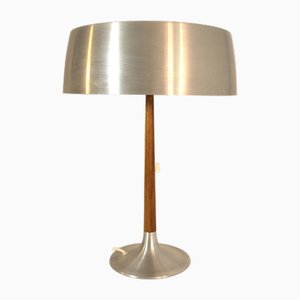 Grande Lampe de Bureau en Teck et Aluminium Brossé par Asea, 1950s