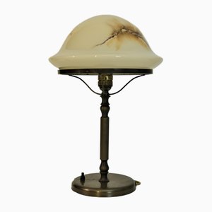 Swedish Grace Copper and Hand Blown Glass Table Lamp, 1920s