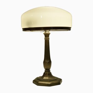 Swedish Grace Copper and Hand Blown Glass Table Lamp, 1920s