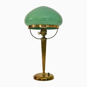 Swedish Grace Brass and Blown Glass Table Lamp, 1925