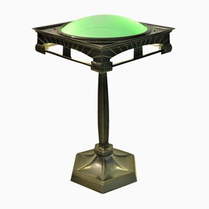 Lampe de Bureau Période Grace en Bronze, Métal Patiné et Verre, Suède