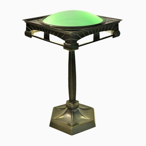 Swedish Grace Period Bronze, Patinated Metal and Glass Table Lamp