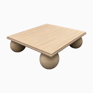 Square Stone Coffee Table with Ball Sphere Base by My Habitat Design