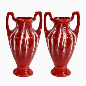 Art Nouveau Ceramic Vases, 1900s, Set of 2