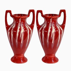 Vasi Art Nouveau in ceramica, inizio XX secolo, set di 2