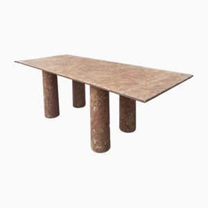 Large Rectangle Dining Table in Coral Portuguese Travertine by My Habitat Design