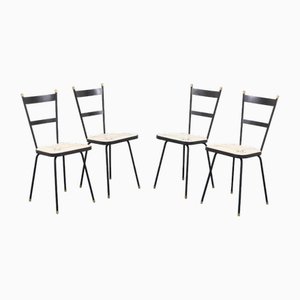 Mid-Century Modern Italian Artistic Chairs in Wrought Iron, 1950s, Set of 4