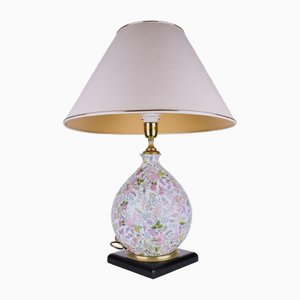 Lámpara de mesa de cerámica con motivo floral