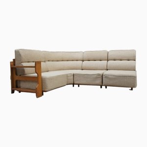 Modular Sofa in Oak by Guillerme & Chambron, Set of 4