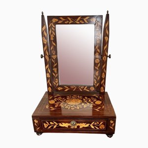 Mahogany Dutch Marquetry Inlaid Dressing Table Mirror, 1800s