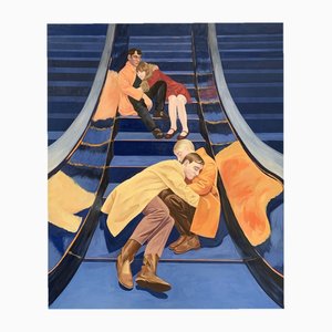 Anna Wardega, Escalator 2, 2022, Egg Tempera sobre lienzo