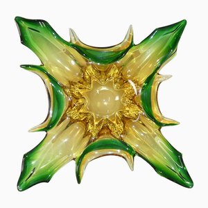 Art Deco Murano Glass Star Green-Yellow, 1960s