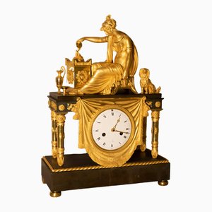 Horloge de Cheminée en Verre Doré, Paris, France, 1830s