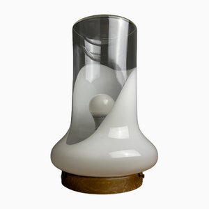Lámpara de mesa vintage de vidrio blanco, Italia, años 70