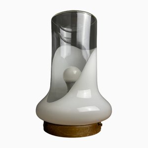 Vintage White Glass Table Lamp, Italy, 1970s