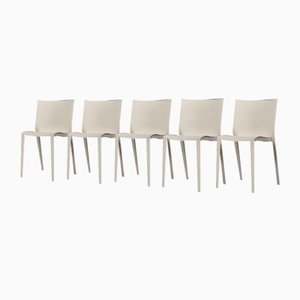 Sedie Mid-Century Slick vintage in plastica bianca di Philippe Starck per Xo Design, Francia, 1999, set di 5