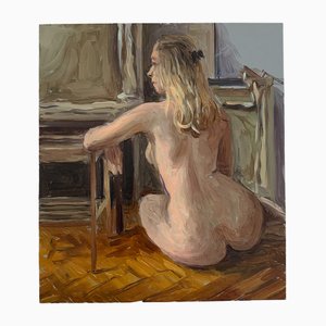 Agnieszka Staak-Janczarska, Still Life with Chair, Skull and Flowers, 2021, Oil on Cardboard