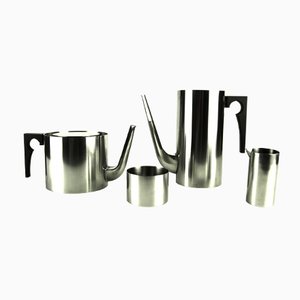 Vintage Cylinda-Line Coffee and Tea Set by Arne Jacobsen for Stelton, Set of 4