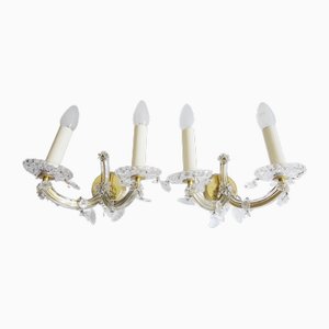 Maria Theresa Style Crystal Glass Wall Lamps, 1960s, Set of 2