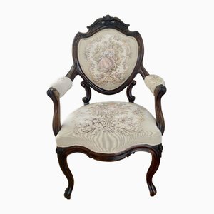 Victorian French Carved Walnut Armchair, 1870s