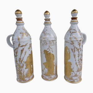 Early 20th Century Japanese Bottles with Porcelain Liqueur, 1890s, Set of 3
