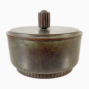 Swedish Art Deco Lidded Jar in Patinated Bronze, 1930s