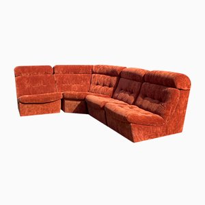 Modular Sofa in Rouille Velvet, France, 1970s, Set of 5