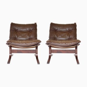 Erdnussbraune Vintage Siesta Stühle von Ingmar Relling für Westnofa, 1960er, 2er Set