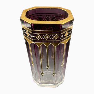 Achteckige Art Deco Vase von Moser Glas