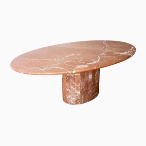 Postmodern Italian Pink-White Marble Oval Dining Table, Italy, 1970s