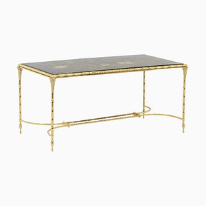 Coffee Table in Lacquer and Bronze from Maison Baguès, 1950s