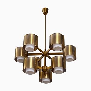 Brass Chandeliers attributed to Holger Johansson, Sweden, 1960s