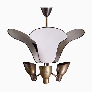 Carl-Axel Acking zugeschriebene Deckenlampe aus Messing, 1940er