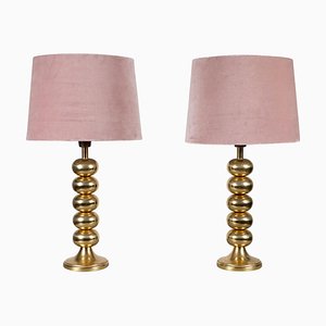 Brass Table Lamps attributed to Aneta, Sweden, 1970s, Set of 2