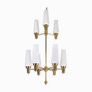 Swedish Brass Chandelier, 1950s