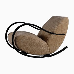 Swedish Rocking Chair in Sheepskin, 1950s