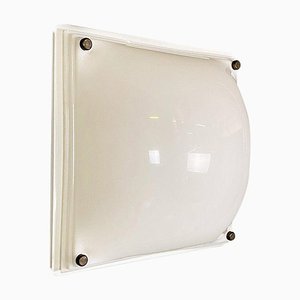 Modern Italian Ceiling White Acrylic Glass and Metal Lamp, 1970s