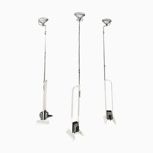 Modern Italian White Metal Toio Floor Lamps attributed to Castiglioni for Flos, 1970s, Set of 3