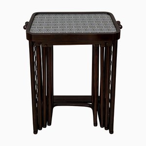 Tavolini a incastro nr. 988 di Josef Hoffmann per J.& J. Kohn, 1906, set di 4