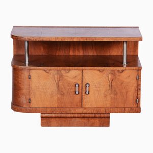 Kleiner Art Deco Schrank aus verchromtem Stahl aus Nussholz, Tschechien, 1930er