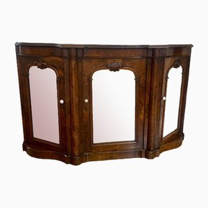 Credenza vittoriana antica a specchio in radica di noce, 1860