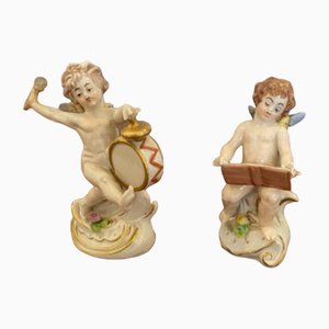 Figurines Continentales Antiques en Porcelaine, 1900, Set de 2